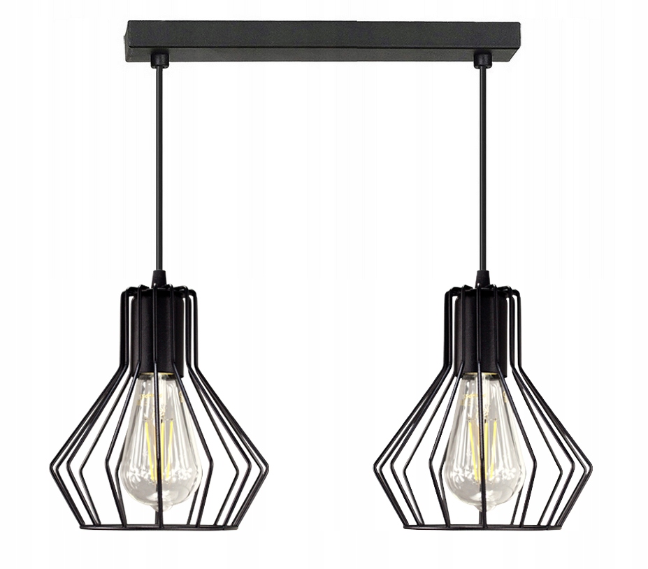 Závěsná stropní lampa nastavitelná drátěná Bell 2 černá s Led osvětlením
