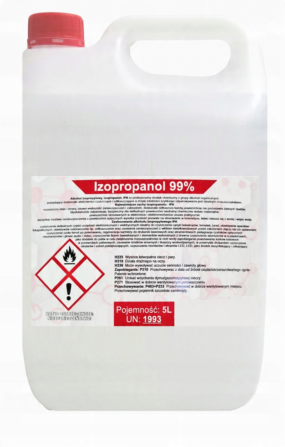 

Czysty Alkohol Izopropylowy Izopropanol 99% Ipa 5L