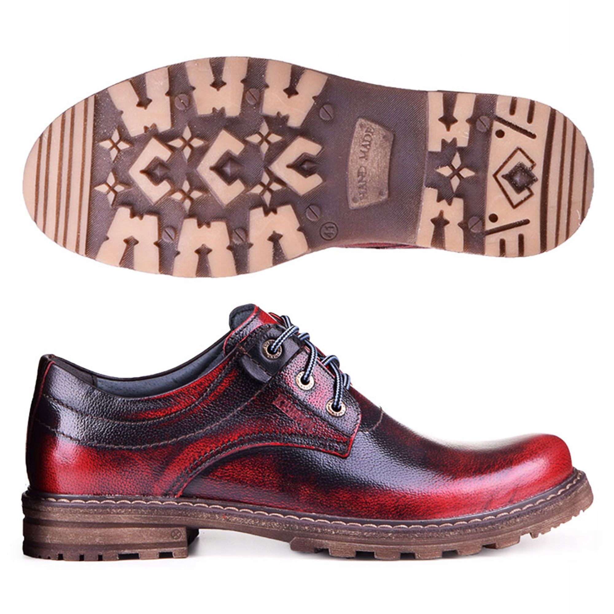 

Skórzane półbuty trapery męskie czerwone 43 Kampol