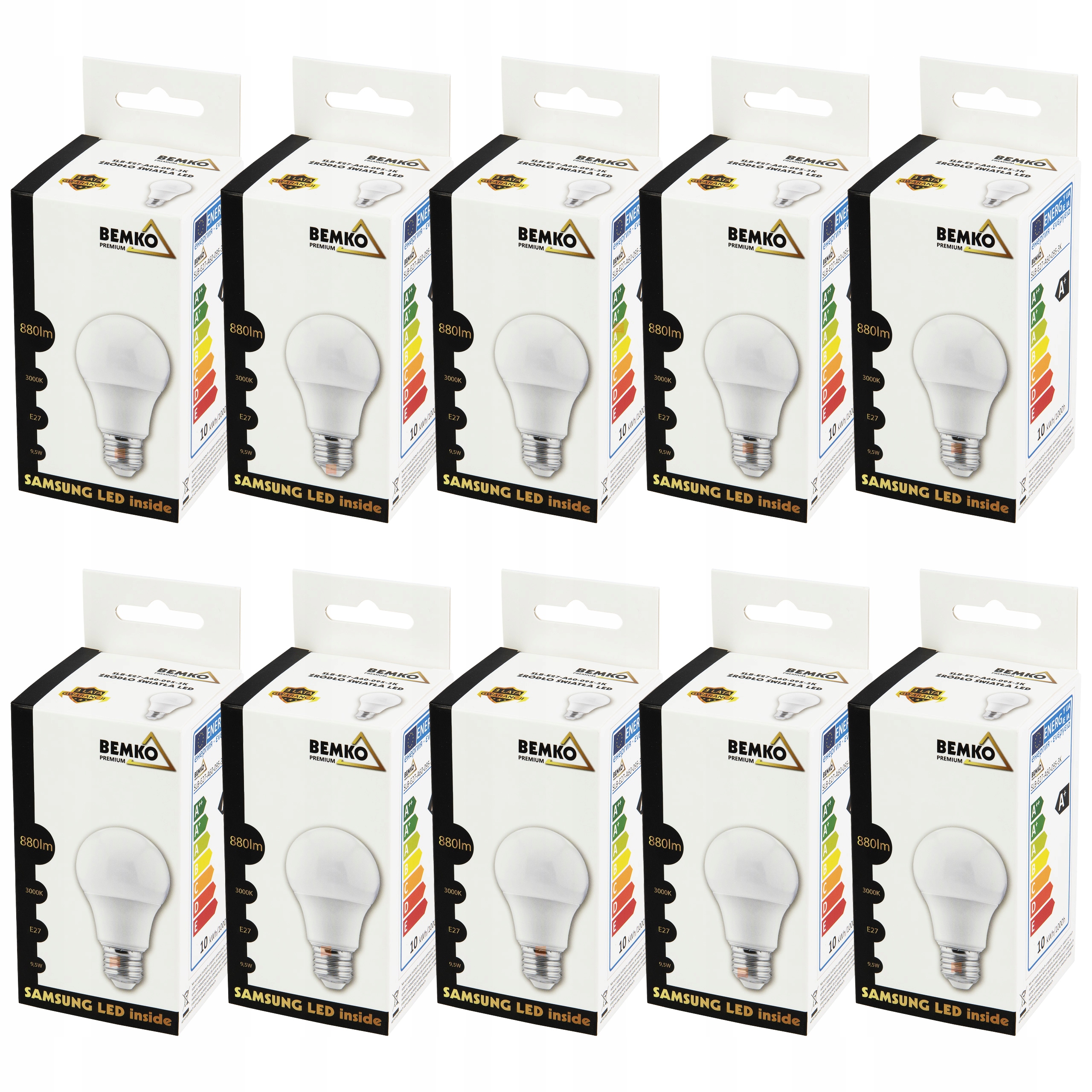 

Żarówka Led E27 9,5W 880LM 3K Samsung* Zwykła 10sz