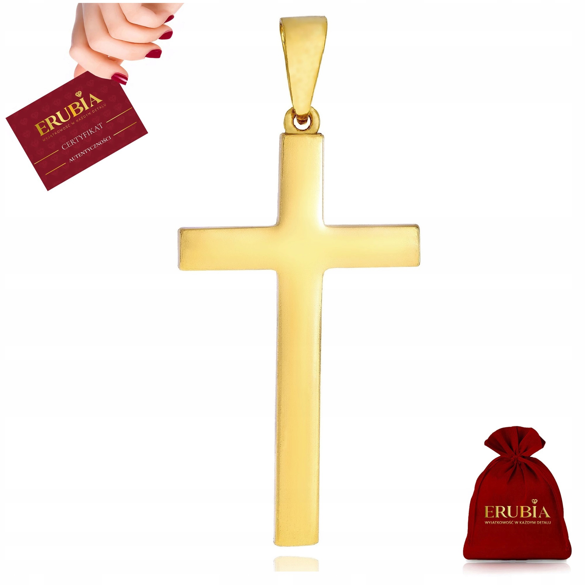 Zlatý Velký Klasický Pánský Křížek, Přívěsek Stříbro O Ryzosti 925 Pozlacený