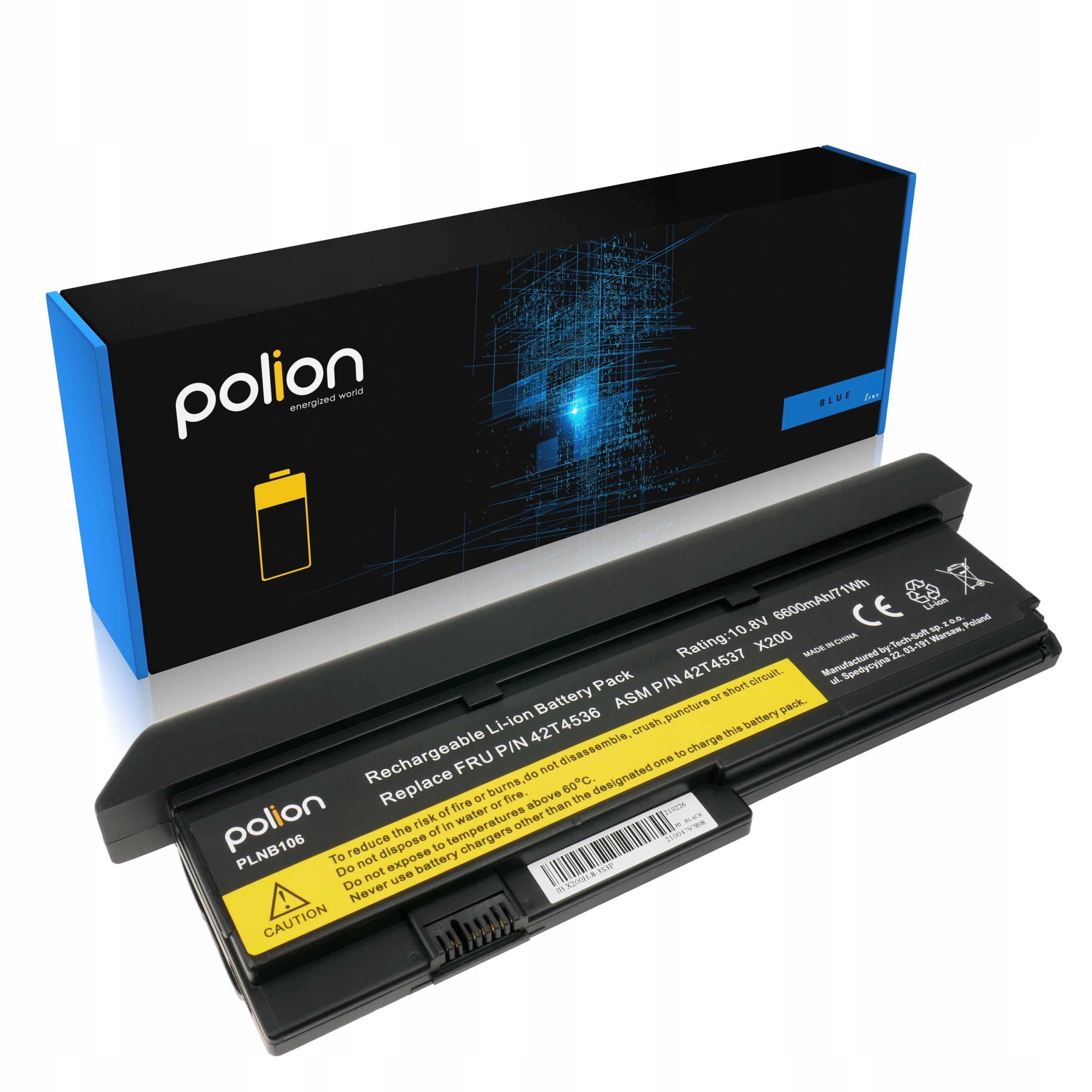 Bateria 42T4650 do Lenovo X200 X200s X201 X201i X201s Duża 6600mAh