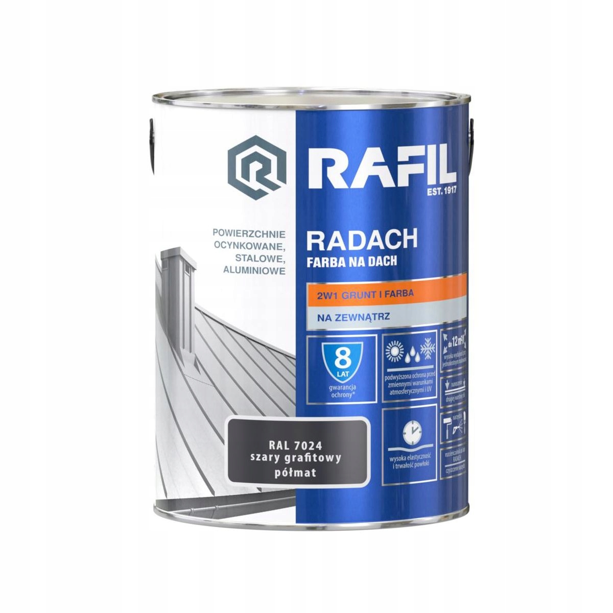 RADACH FARBA NA DACH I OC. SZARY GRAFIT 7024 10L Kod producenta RAFIL