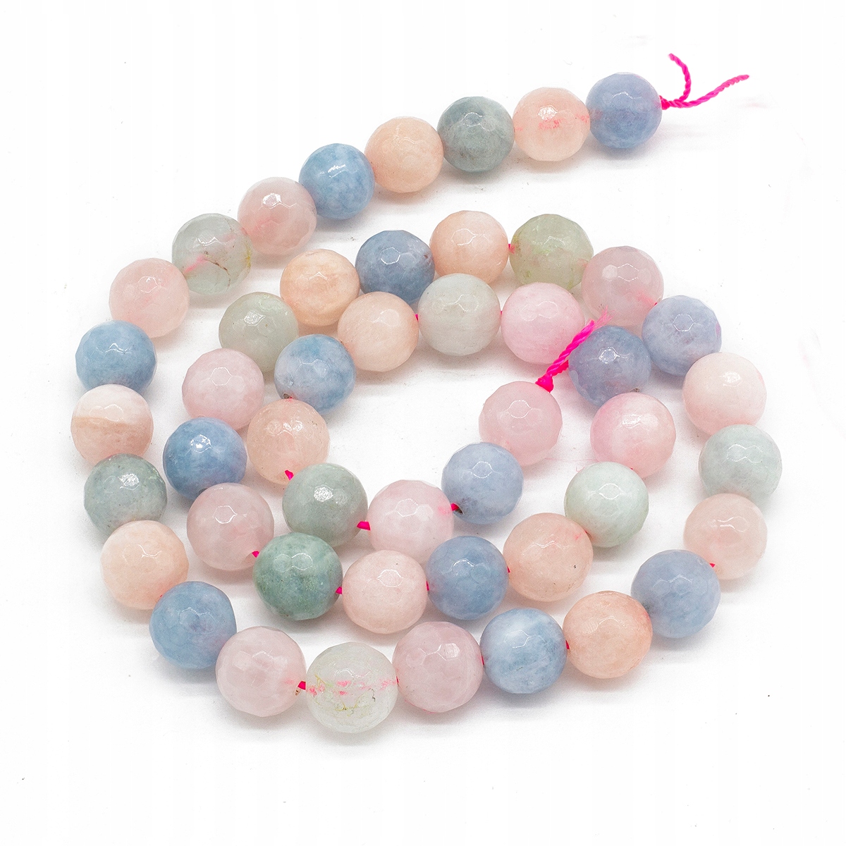 Korálky Přírodní Morganit, Mix, Kulaté 8mm, Otvor: 1mm, 45ks/40cm/nit