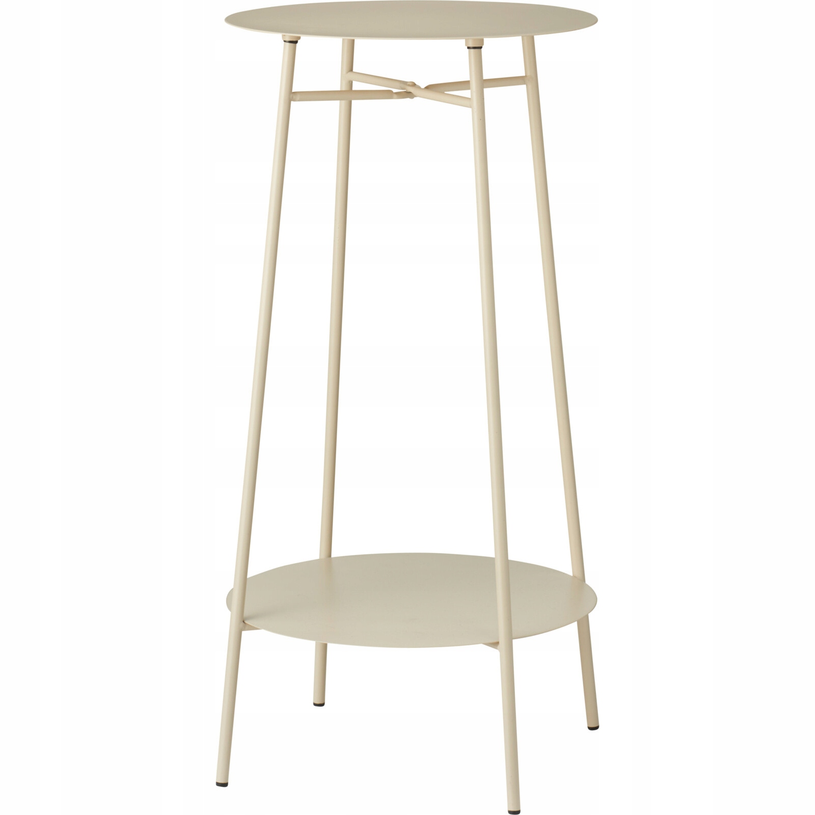 Pomocný Kovový Stolek Ø 35 CM Výška 60 CM Béžový 2 Police