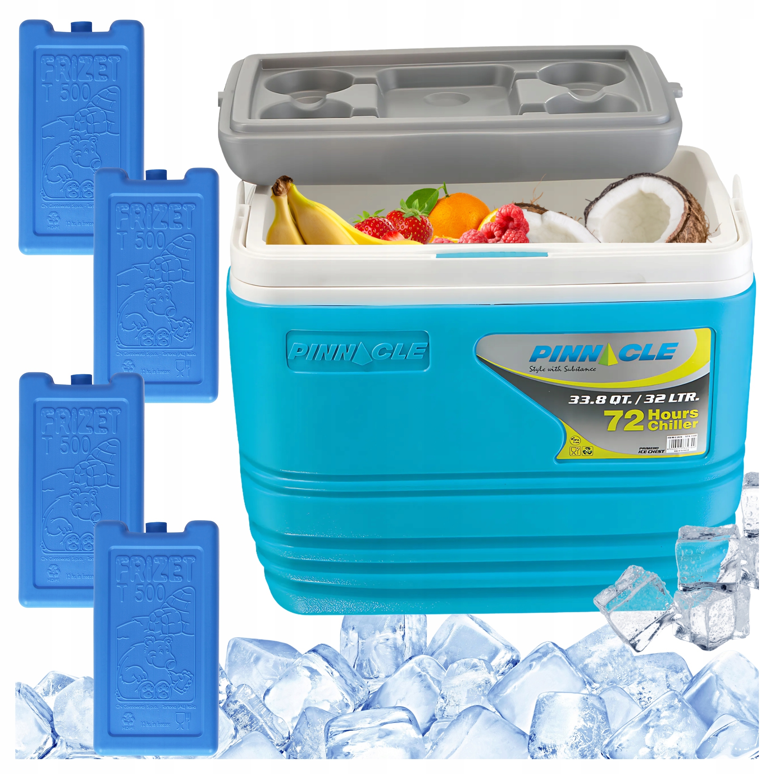 Sada turistické lednice Pinnacle TPX7000 32L tyrkysová 4 chladicí vložky 500 ml