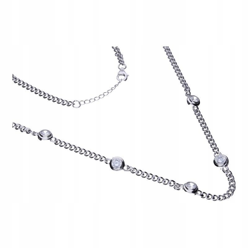Stříbrný náhrdelník 925 s pancířem a kulatými zirkony je ideální jako dárek