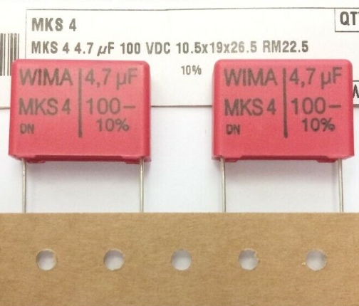 [2szt] Kondensator MKS4 4.7uF 100V 10% poliesrowy Pet Wima r=22,5mm