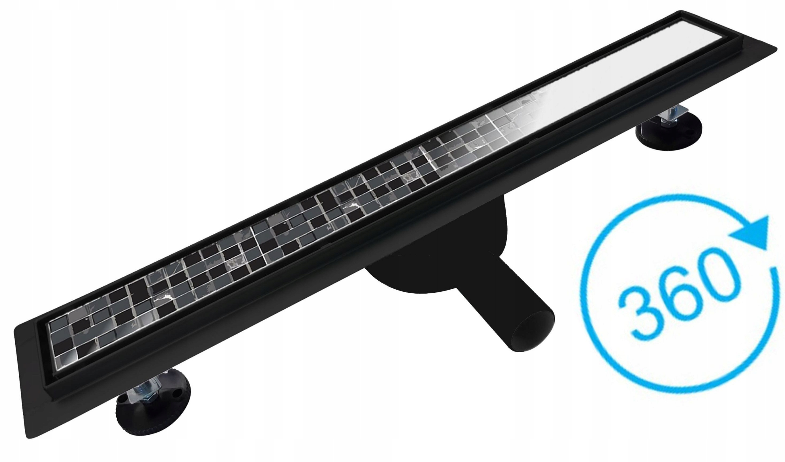 ODPŁYW LINIOWY 90cm CZARNY 2w1 POD PŁYTKĘ OBROTOWY Marka Bw-Tech