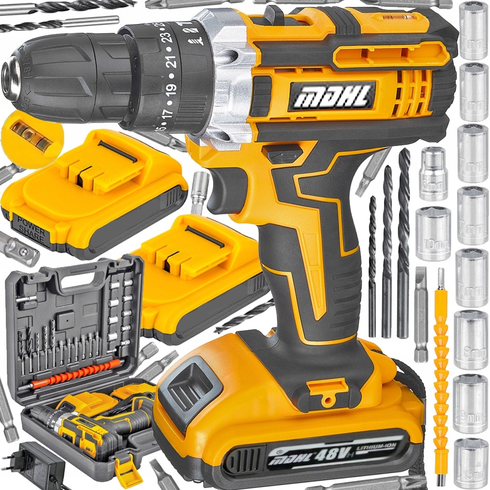 Wiertarko Wkrętarka Akumulatorowa Udarowa Wkrętak 2X Aku 21V Zestaw Walizka