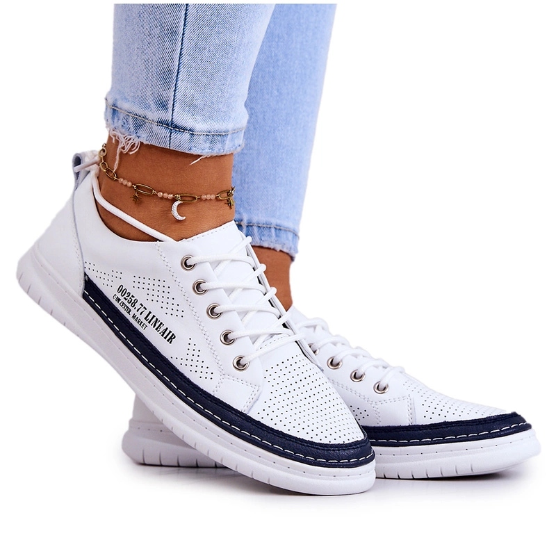 Dámské Kožené Tenisky Bílo-modré, Velikost 36