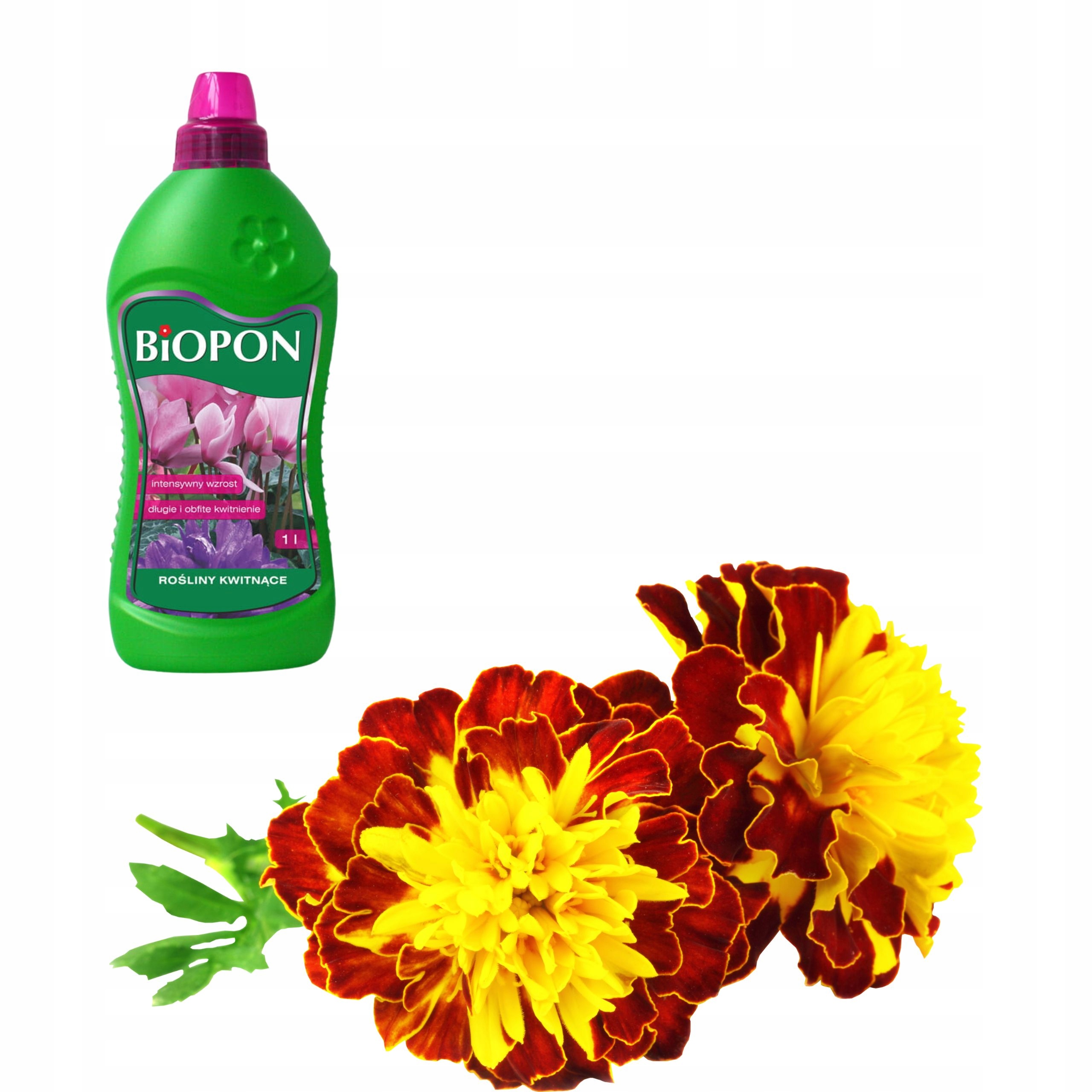 BIOPON NAWÓZ DO ROŚLIN KWITNĄCYCH W PŁYNIE 1L DŁUGIE OBFITE KWITNIENIE Stan opakowania oryginalne