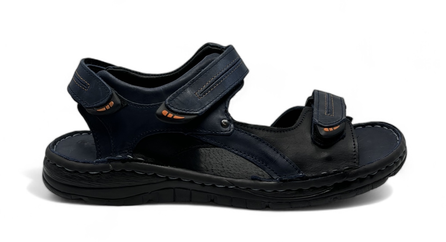 Kožené pánské sandály Polbut model SA04, tmavě černé, velikost 42