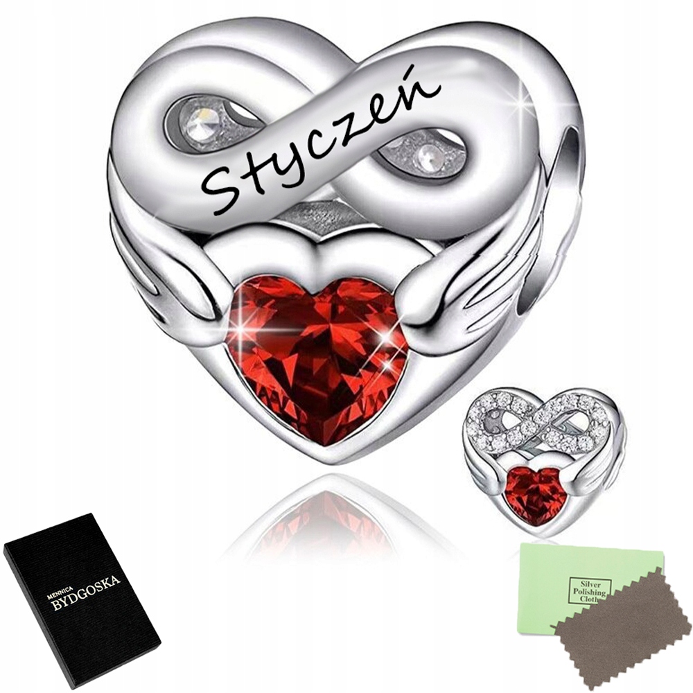 

Charms Srebrny Miesiąc Styczeń Zawieszka Beads