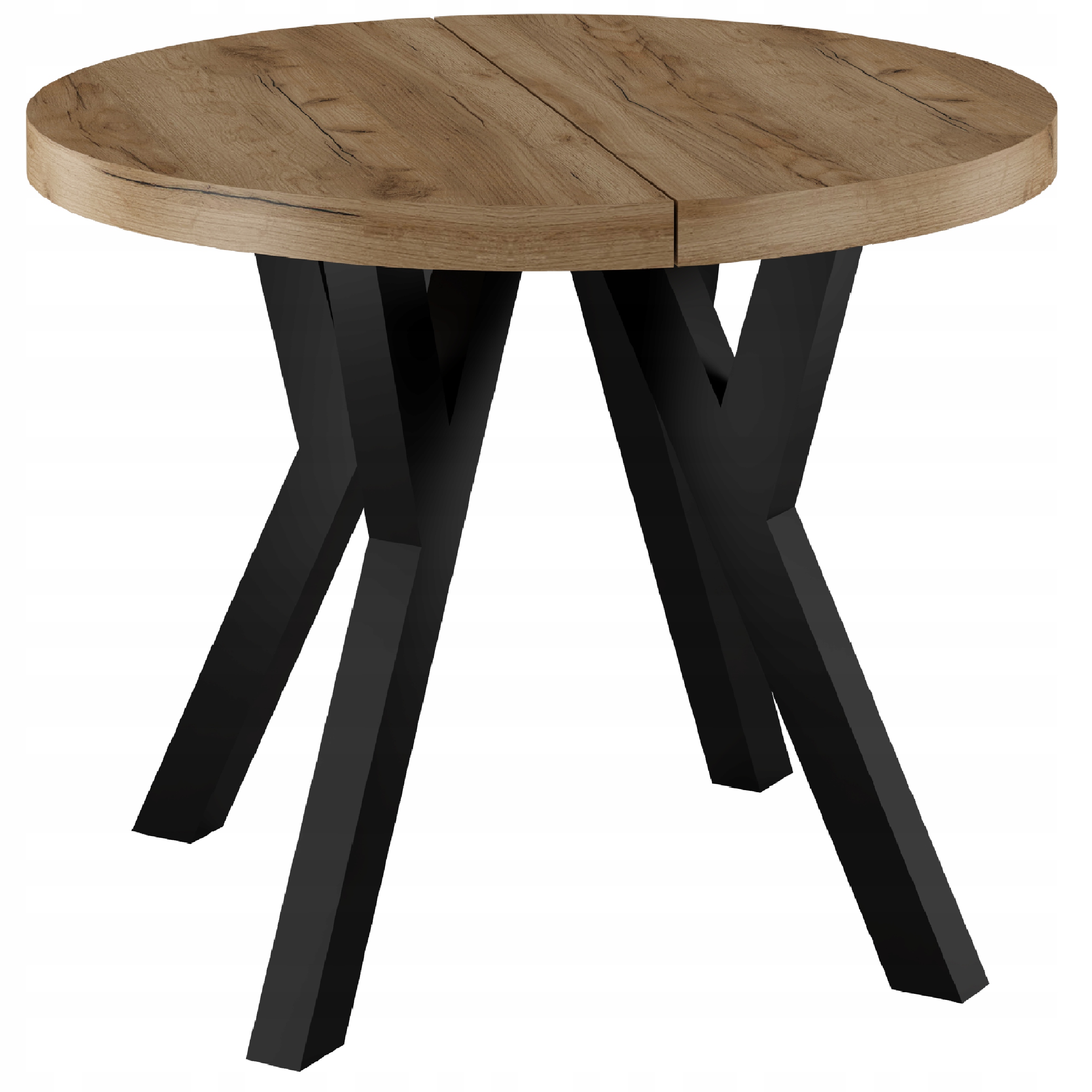 Stůl kulatý rozkládací loft 80/180 craft zlatý