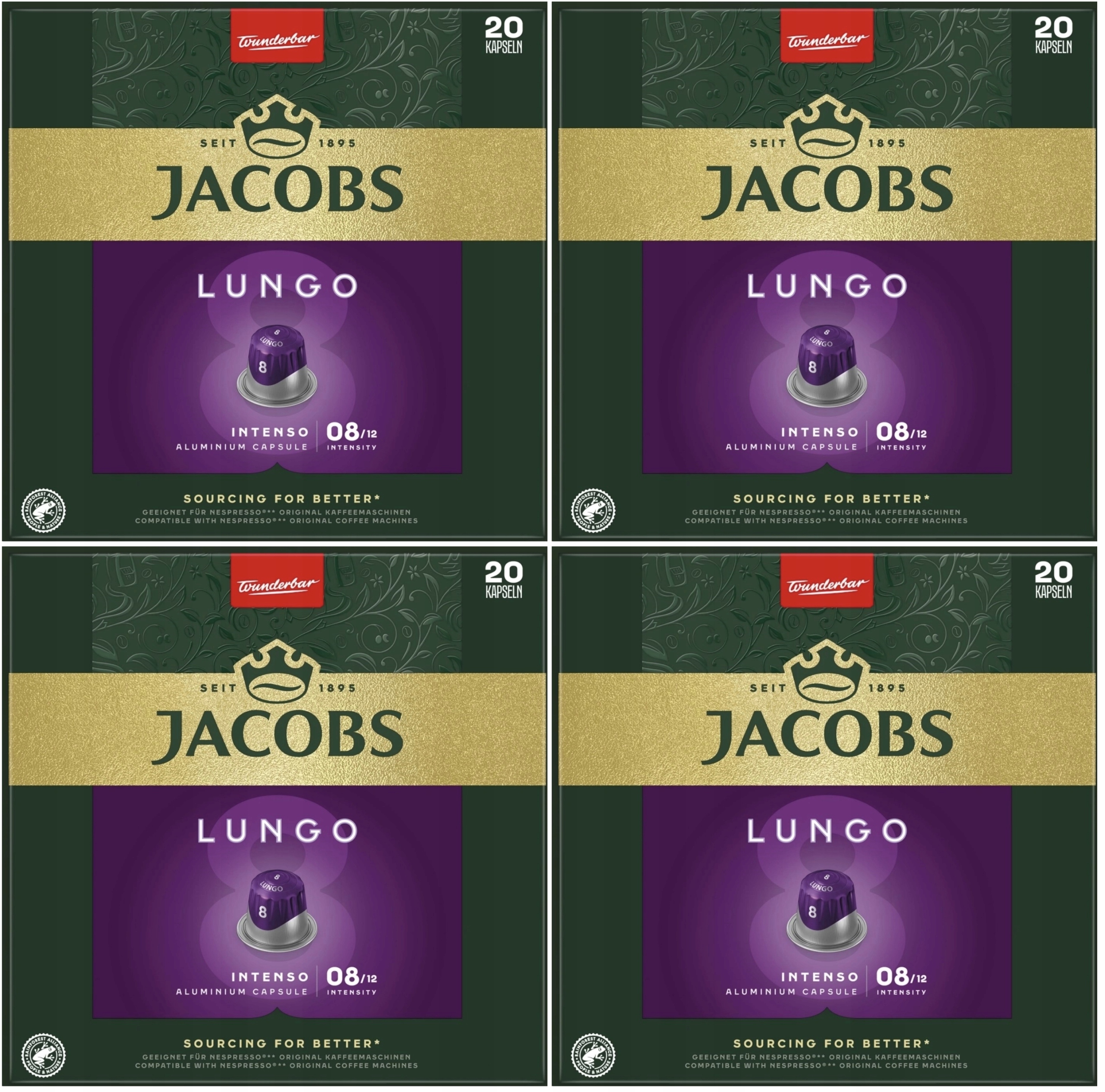 Zestaw 4 x Kapsułki do Nespresso Jacobs Lungo 8 Intenso 20 szt.