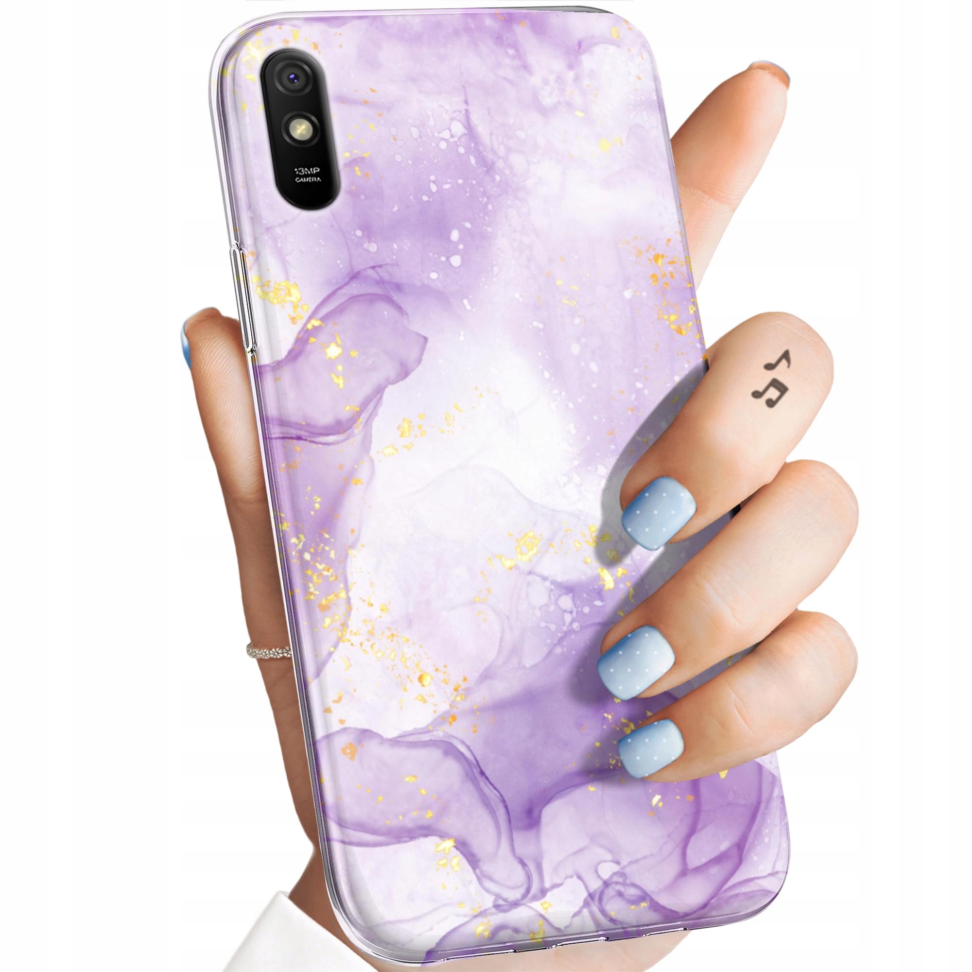 ETUI DO XIAOMI REDMI 9A WZORY FIOLETOWE FIOLET KSZTAŁTY OBUDOWA POKROWIEC