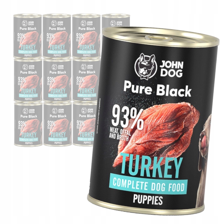 Levně John Dog Pure Black Puppy S Krůtou 12 x 400 g