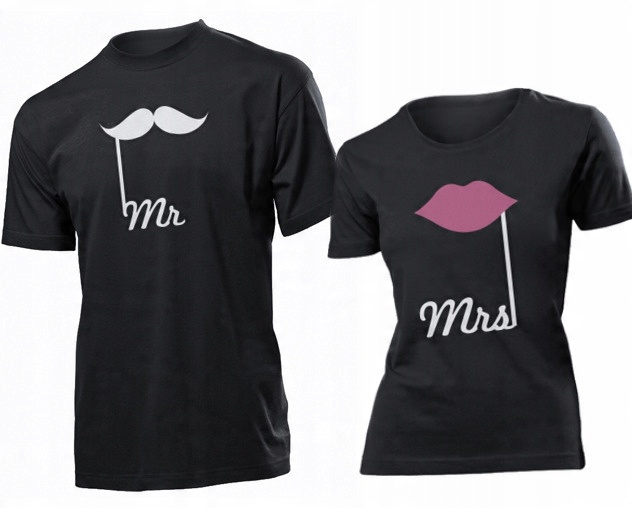 

Koszulki dla par Mr Mrs Pan Pani Wasy Usta XL