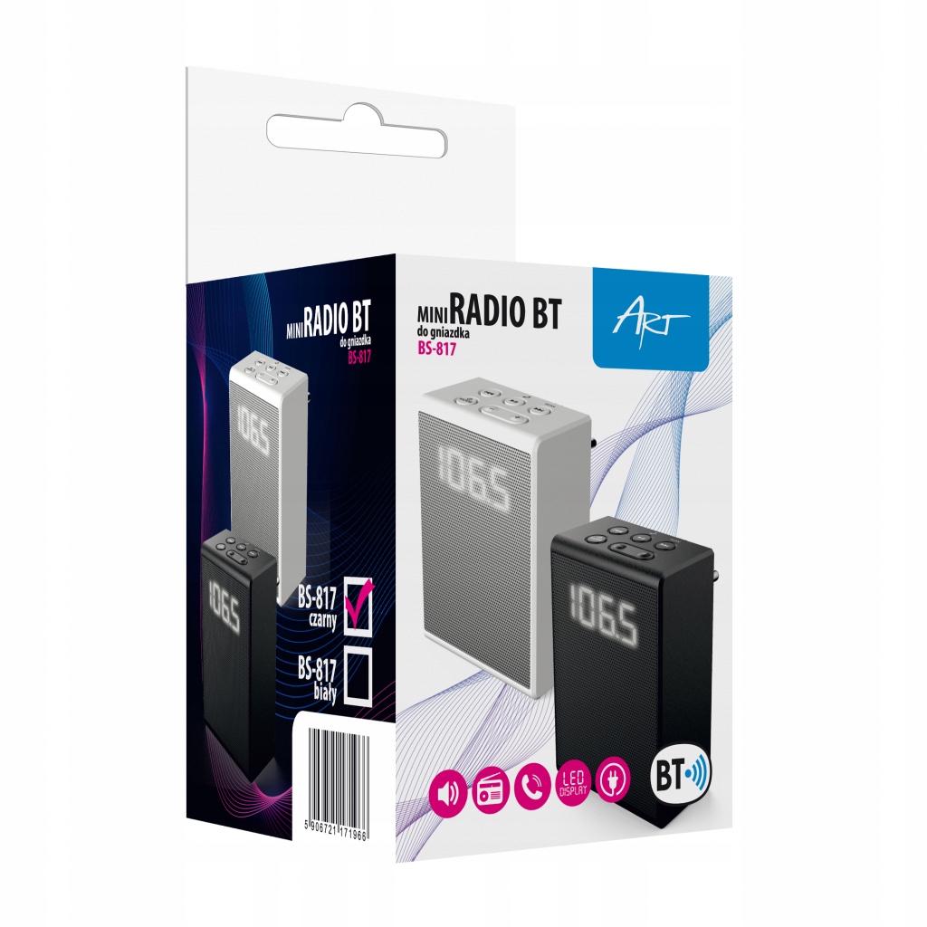 RADIO FM BS-817 B wyświetlacz cyfrowy LED czarne ART funkcja bluetooth Model RADA