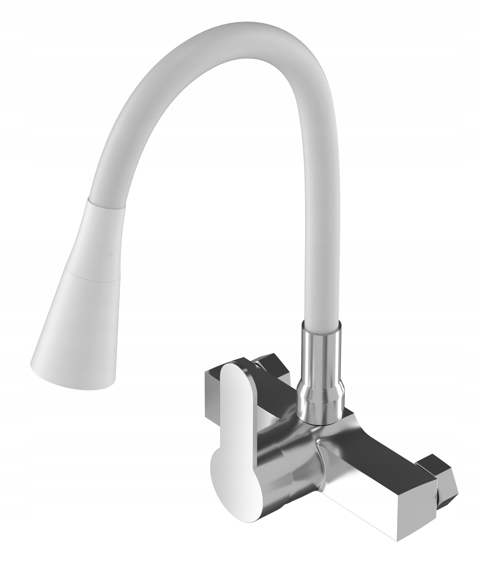 Nástenný Kuchynský Kohútik, Pružný Chróm, Biely, Ohybný, Flexo Výtok