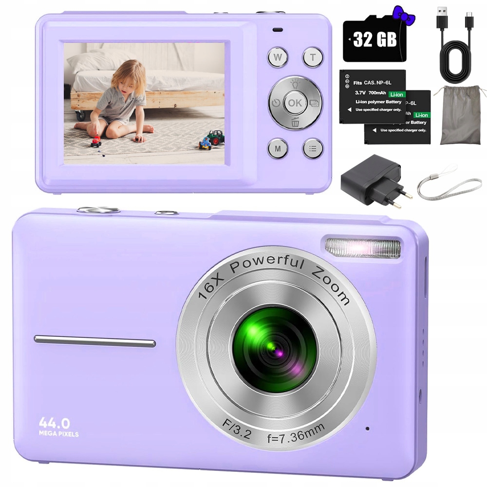 Digitální Fotoaparát 44 Mp 1080P Zoom 16X S 24PALCOVÝM Nabíjecím LCD Displejem