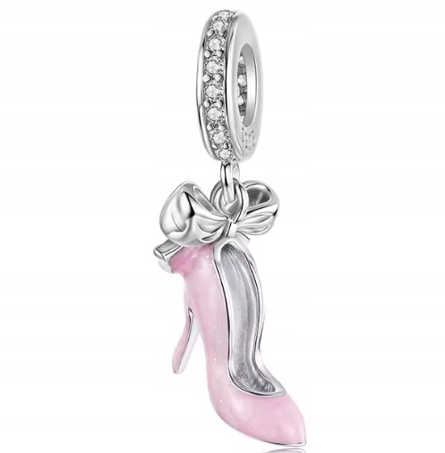 Charms Lesklý pastelový pantofelek přívěsek špendlík botička stříbro 925