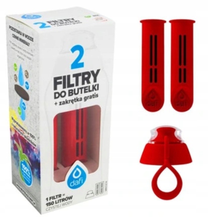 Filtr 2 szt do butelki DAFI + nakrętka CZERWONY