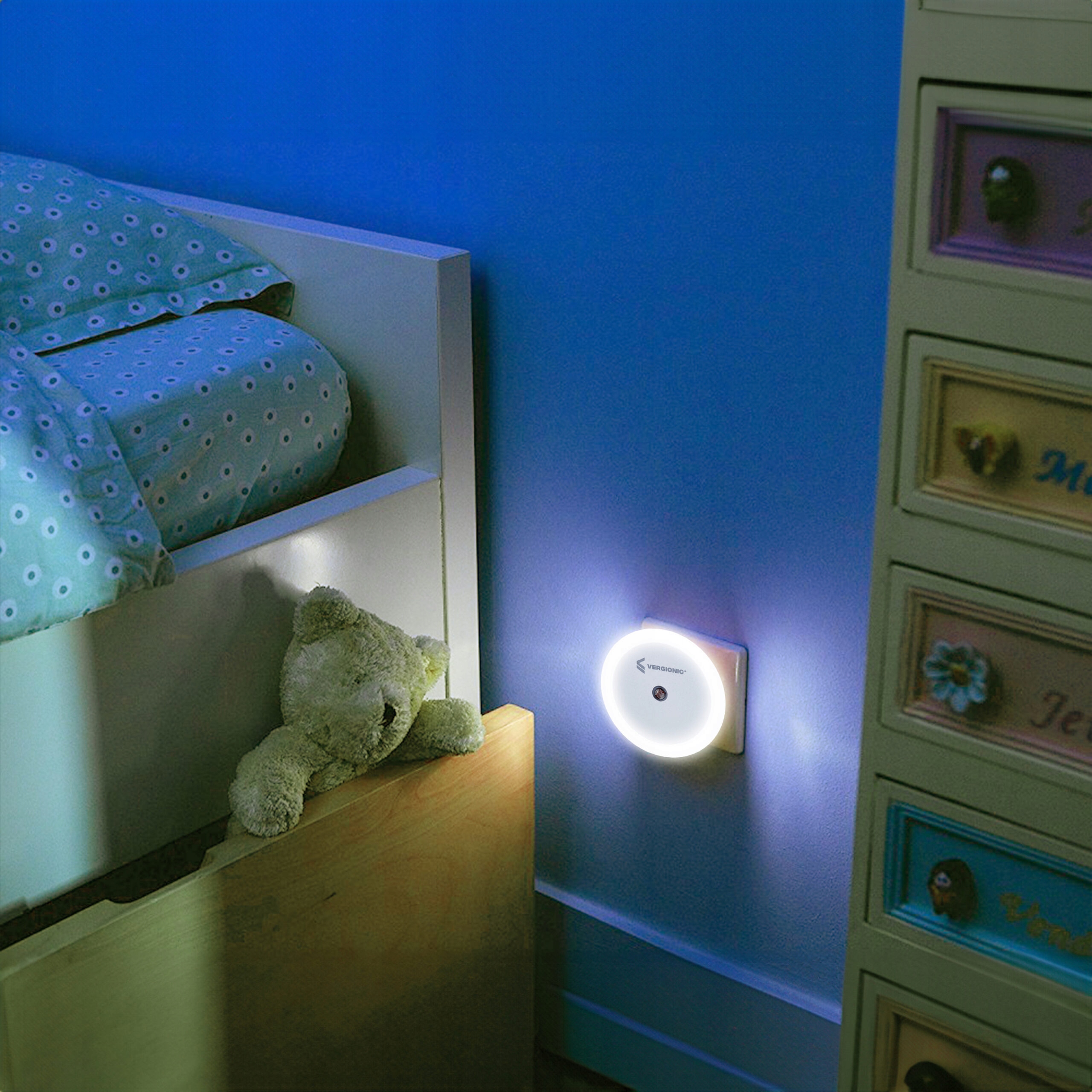 Lampka Nocna LED Kontakt Czujnik Zmierzch Bezpieczna 1W Kolor biały