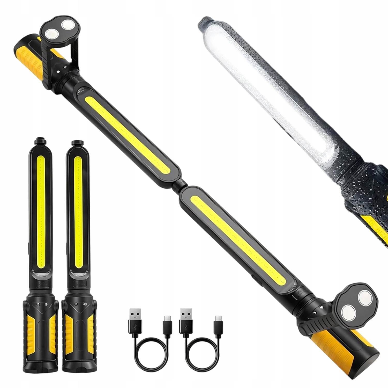 2W1 Lampa Latarka Warsztatowa Akumulatorowa 1400LM Led Składana Magnes Neo