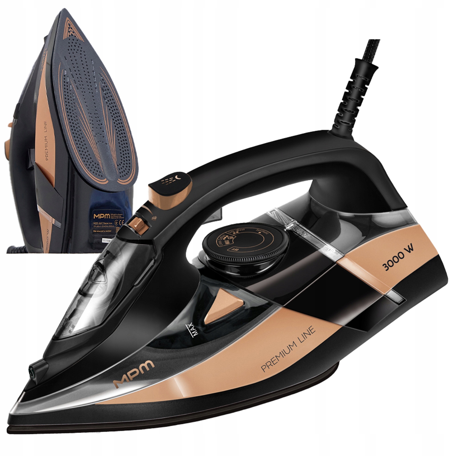 Żelazko Parowe Stopa Ceramiczna 3000W Mpm MZE-24/C Strażak Pion Anti-drip