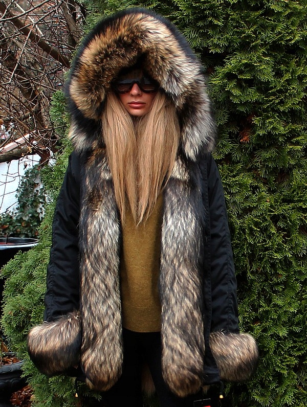 PARKA-FUTRO -JENOT-FUR-RACCOON-KAPTUR- KURTKA- S/M