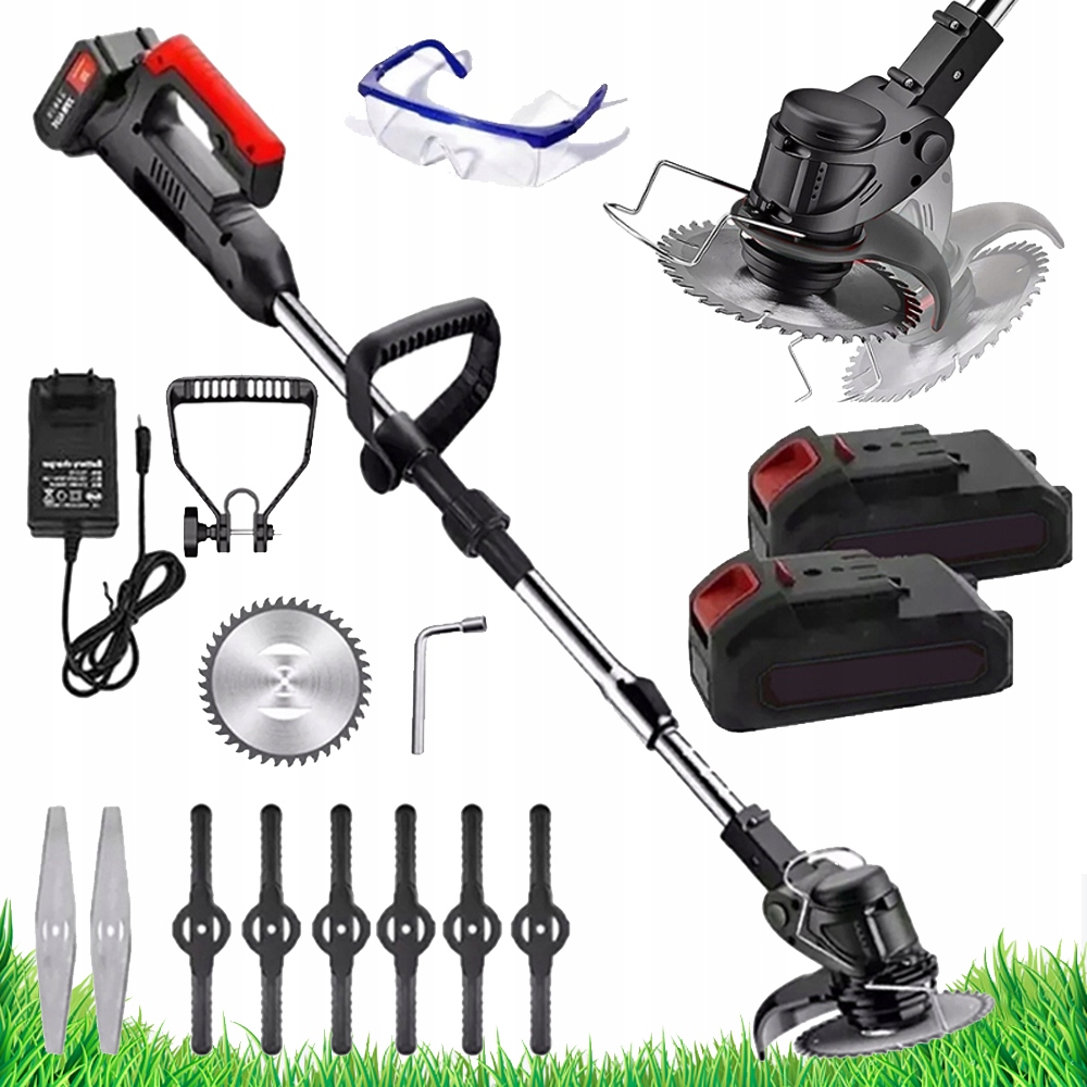 Elektrická Zahradní Sekačka S Výkonným Vyžínačem +2 Baterie 3V1 21V