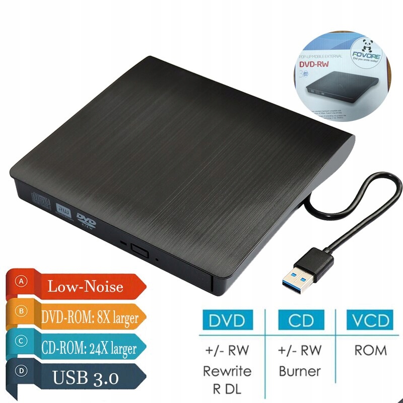 USB 3.0 тонкий CD-плеер внешний DVD RW привод вес продукта с блоком упаковки 1 кг
