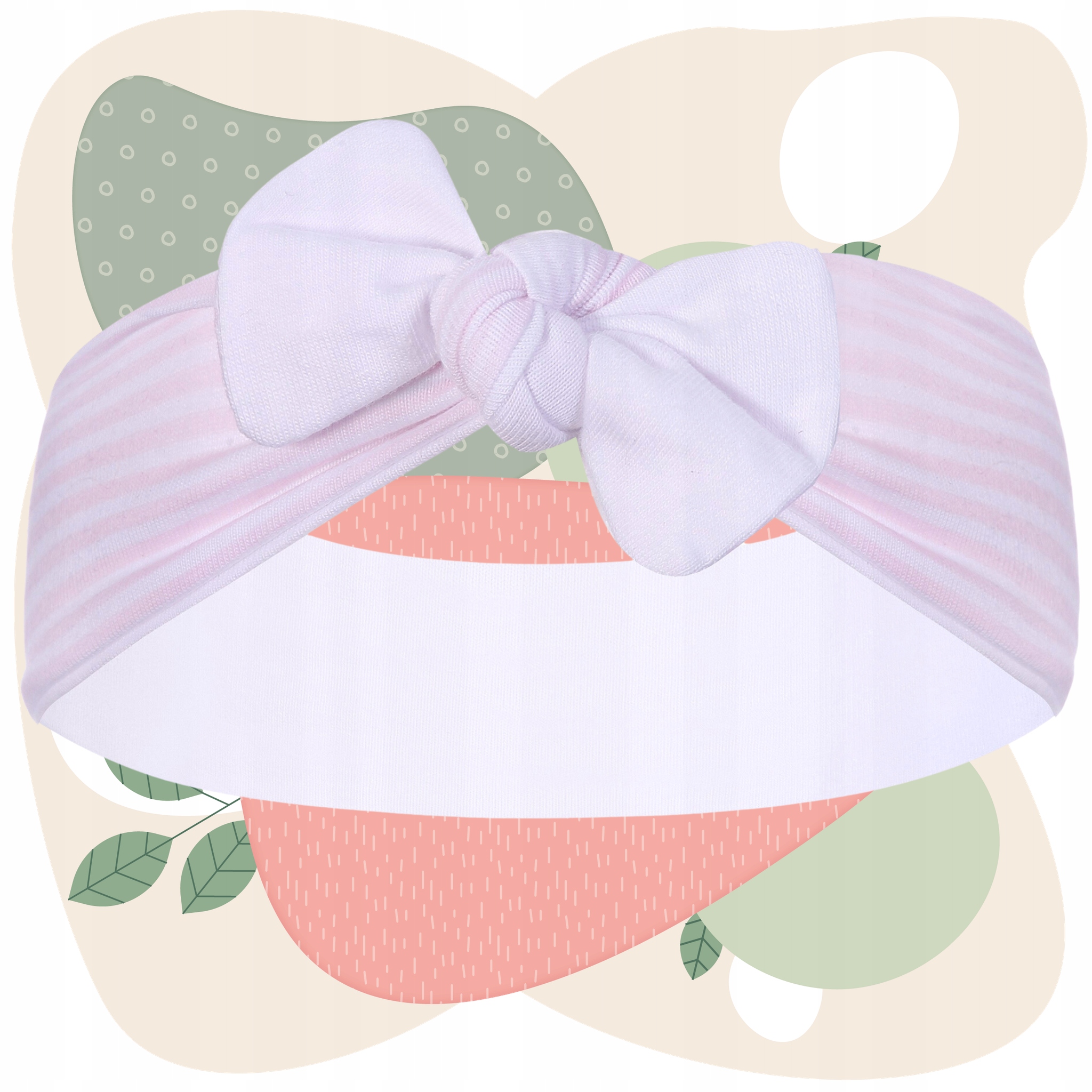 OPASKA DZIEWCZĘCA BAWEŁNIANA Z KOKARDKĄ W PASKI 40-46 BIAŁA RÓŻOWA MAJKA Rozmiar 40-48 cm