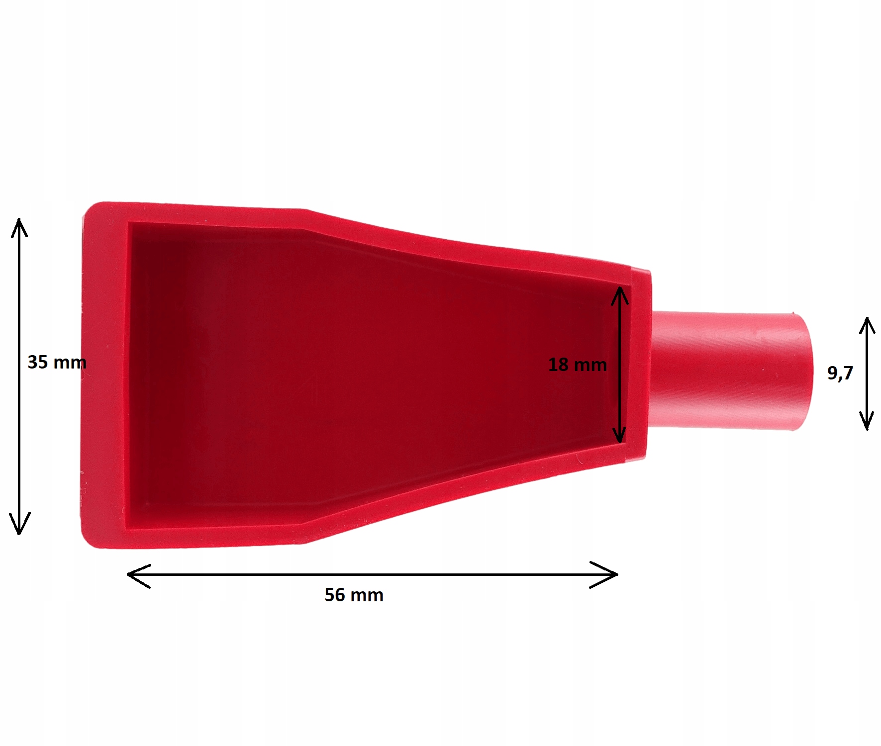 Osłona gumowa na klemę / izolator - czerwona + czarna - trapez, fi 0,97mm EAN (GTIN) 5788694009985