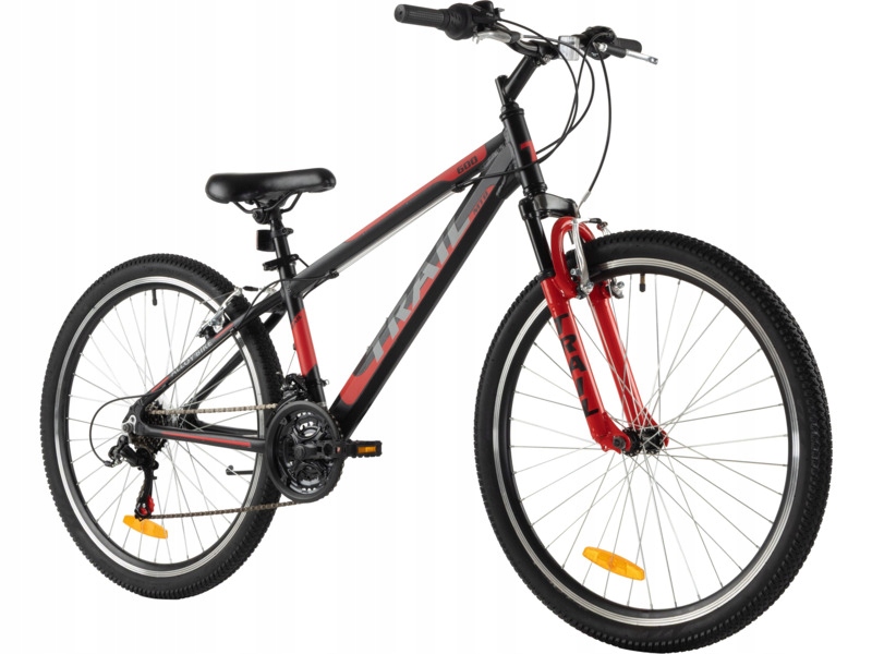Rower młodzieżowy Trail 600 Alu 26 cali dla chłopca Czarno-czerwony