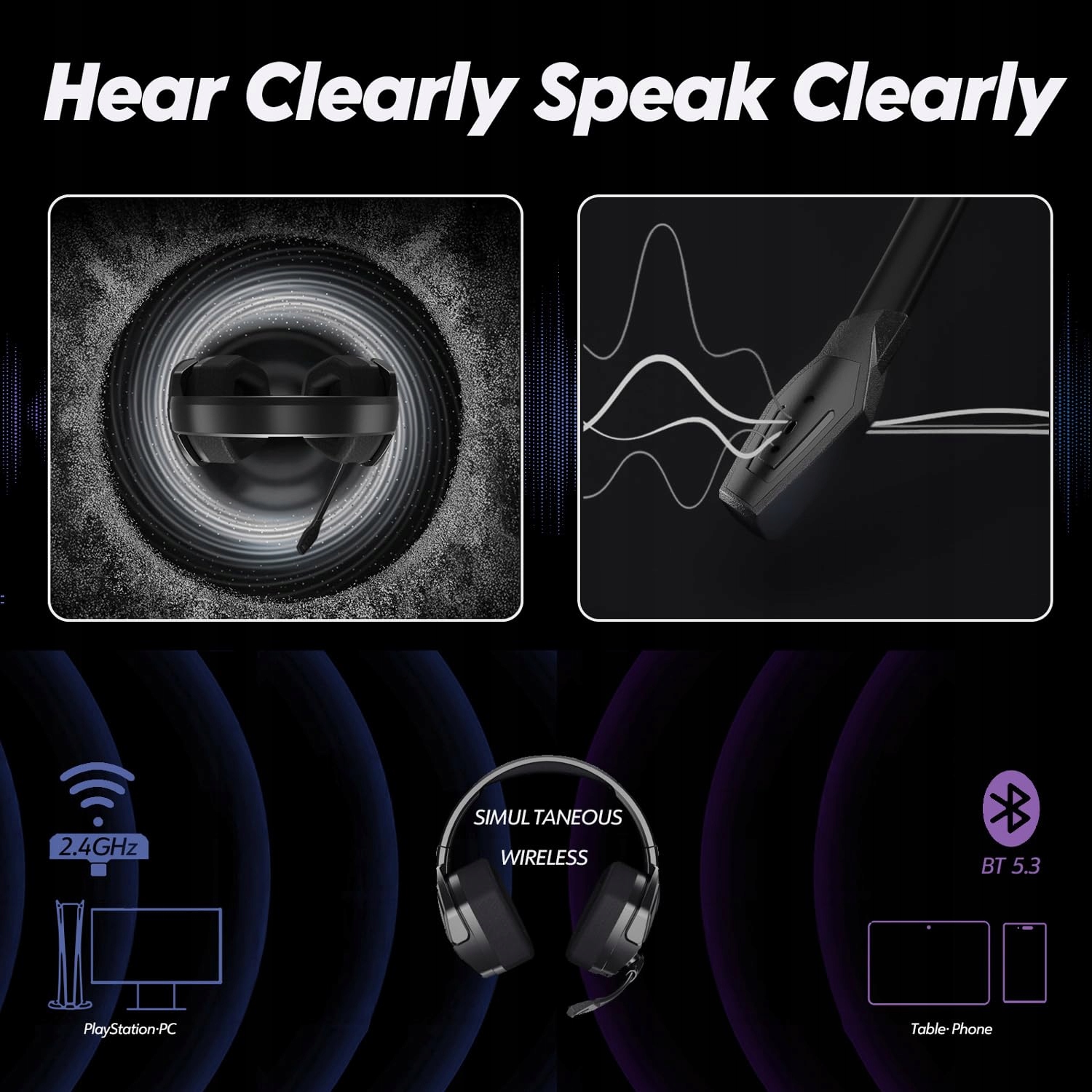NUBWO G06 Wireless Gaming Headset with Mic for PS5 PS4 PC Mobile — miniatura 8