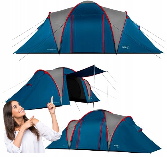 Turistický Stan Pro 4 Osoby Nils Camp Dvouplášťová předsíň Moskytiéra