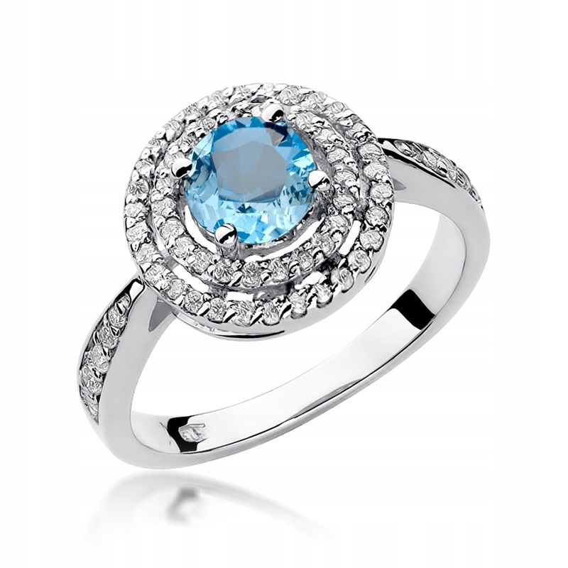 

Pierścionek Topaz Brylanty 0,38 Ct Białe Złoto 585