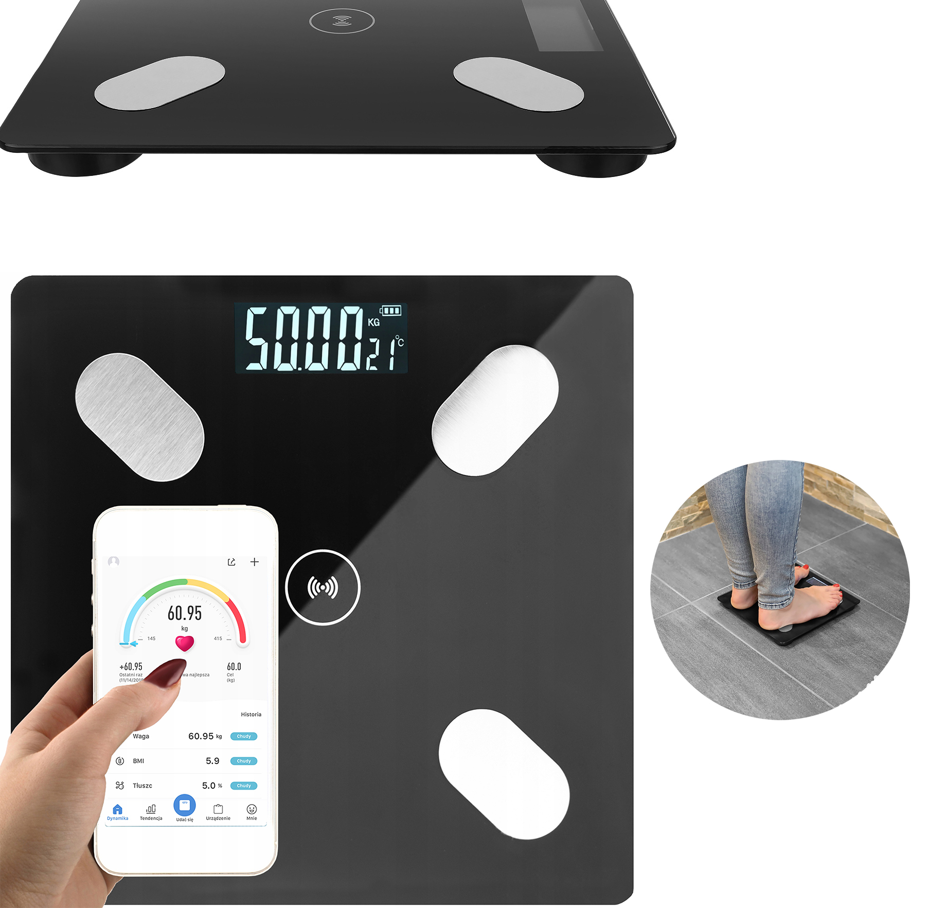 Waga 180kg z funkcją bluetooth W9993