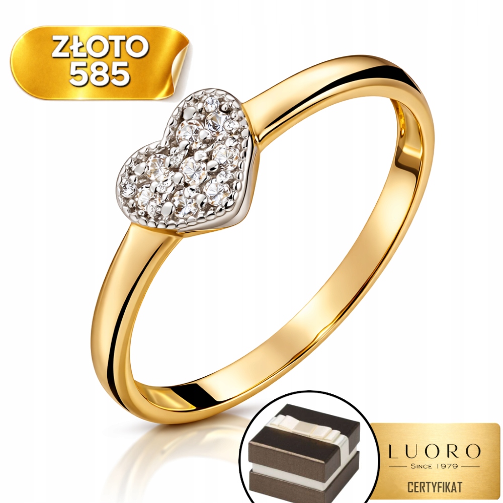 Prstýnek 585 14K Srdce Se Zirkonem, Jemný Dárek R10
