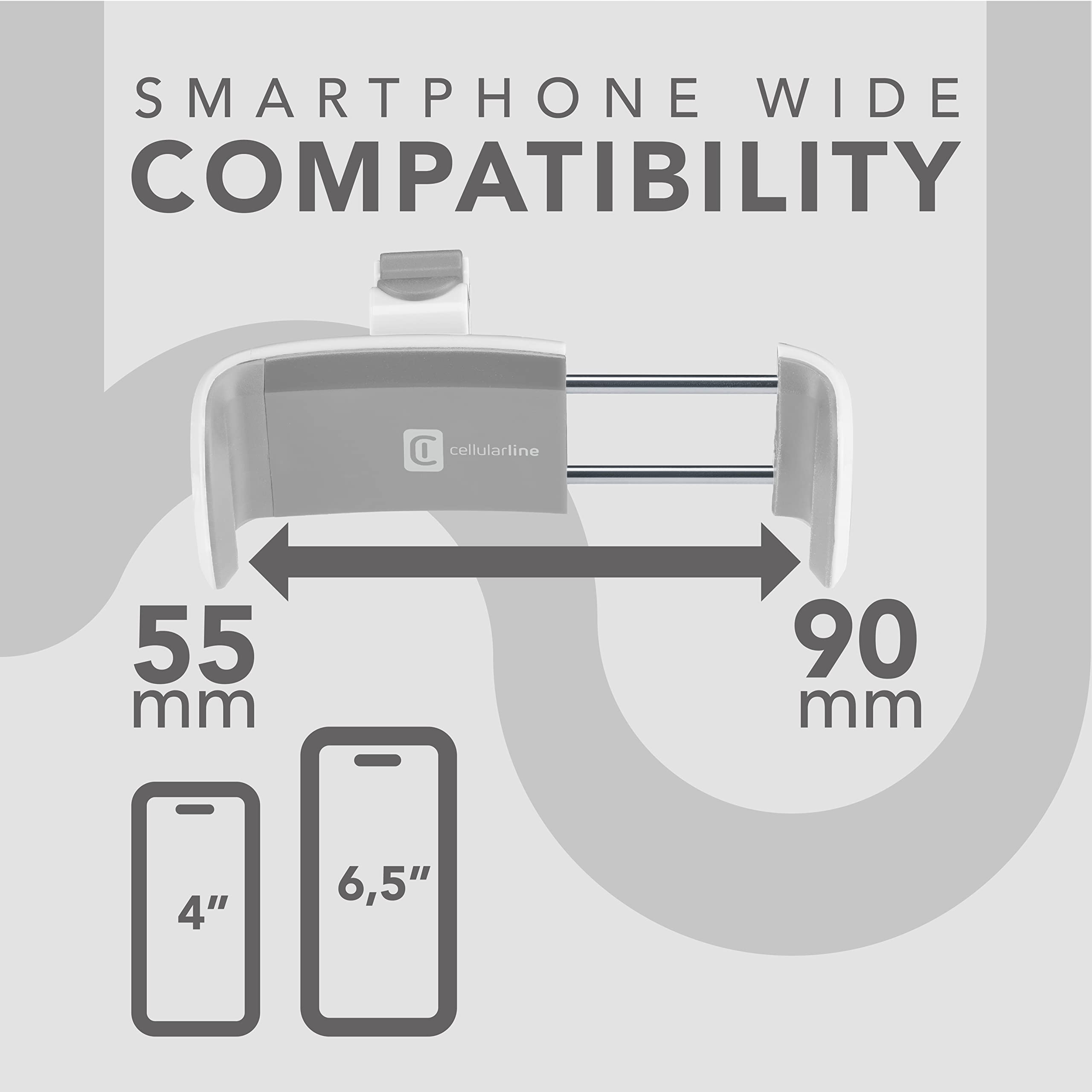 CELLULARLINE Uchwyt Samochodowy Uniwersalny 360° Biały Na Telefon — miniatura 4
