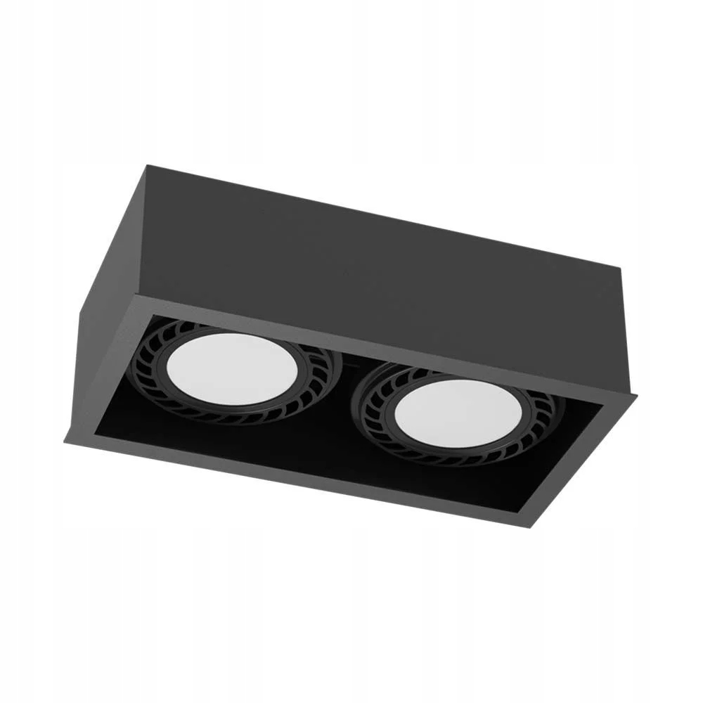 Lampa dvojitá zapustená čierna obdĺžniková spotová na GU10 Brosline