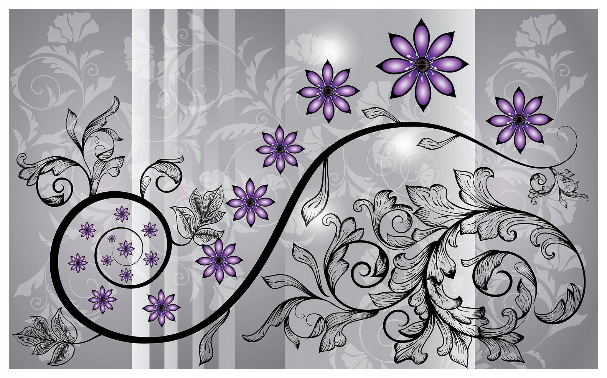 Fototapeta Květinová spirála fialovo-stříbrná abstrakce 368x254 lepidlo