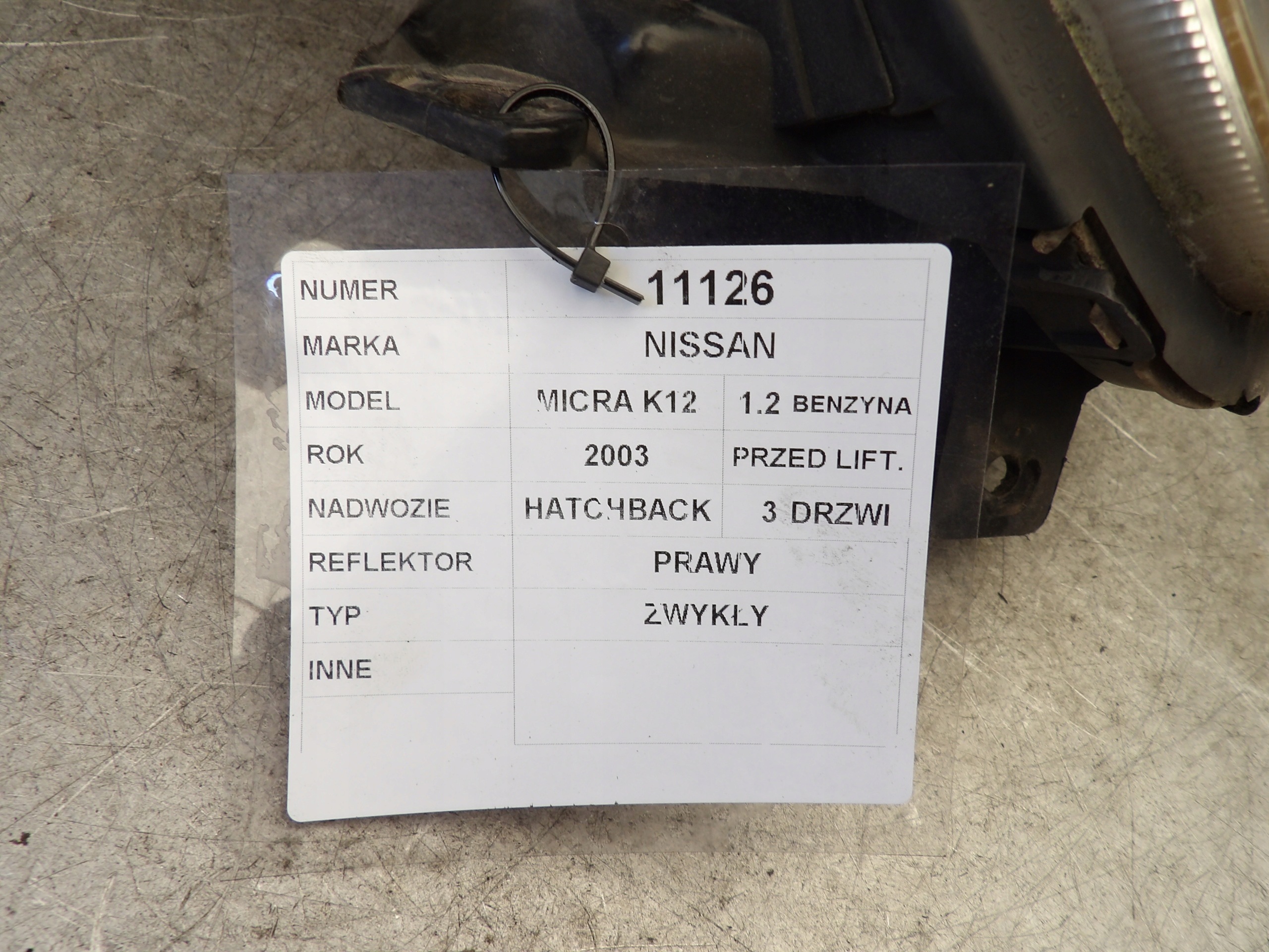 NISSAN MICRA K12 2002- light REFLEKTOR right DEPO