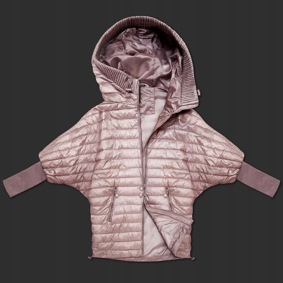 Volná Bunda Kapuce 6913 Světle Růžová S (36)