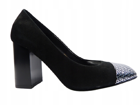 černé klasické dámské lodičky na podpatku z kůže Sala 37