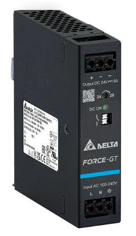 DRF-24V120W1GBA: Delta Din Rail 24V/5A, Force-gt, high efficency, high powe
