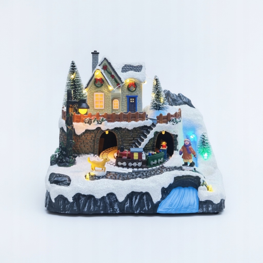 Led vánoční vesnička Animovaný vlak 26 cm